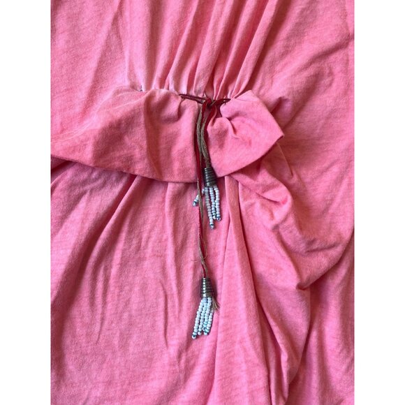 Angels Never Die Tank Dress Womens 4 Coral Sleeveless Beaded Crochet Boho Artsy - Picture 7 of 11